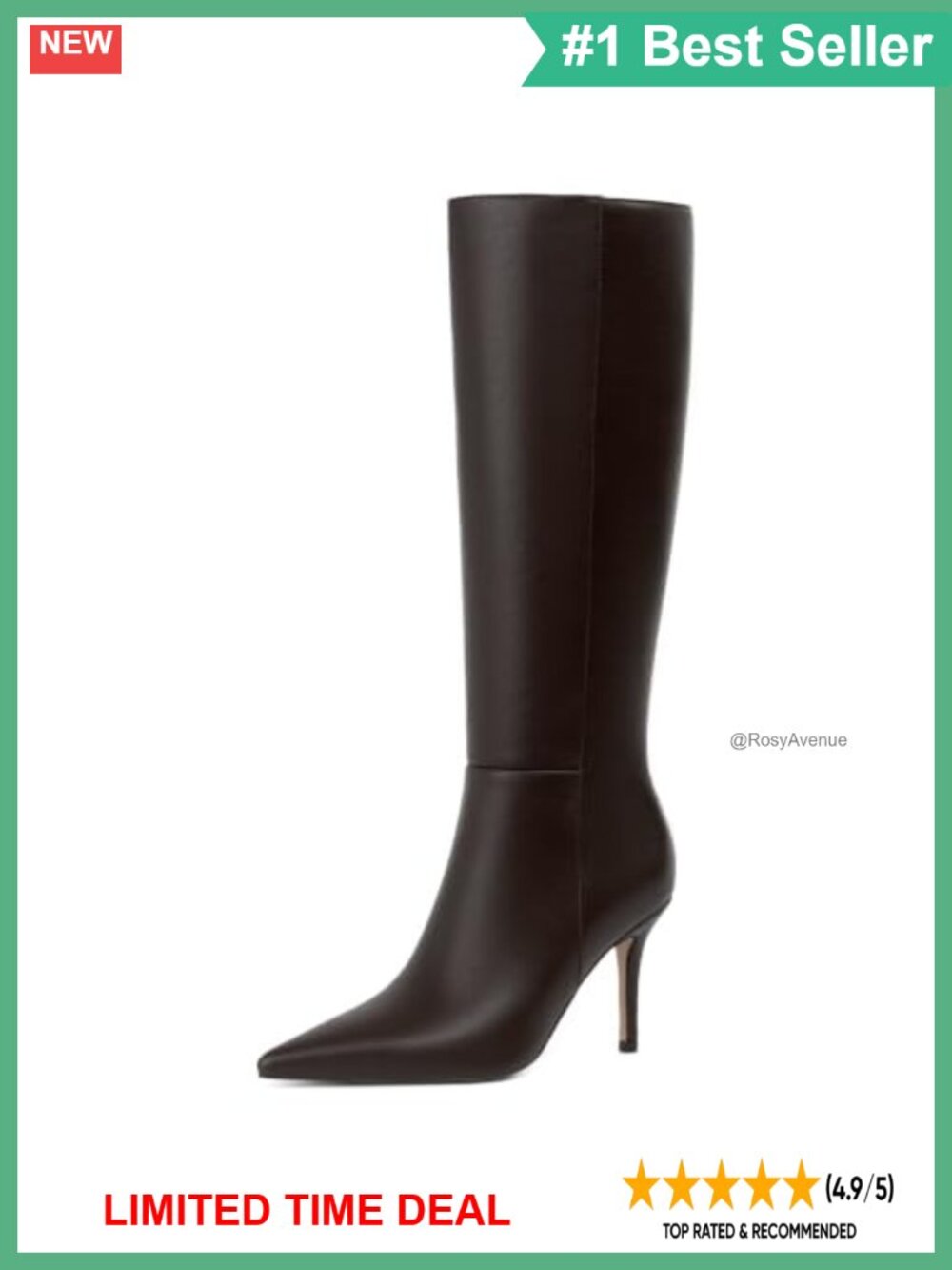 Knee High Stiletto Heel Pointed Toe Faux Leather Tall Boots for Women